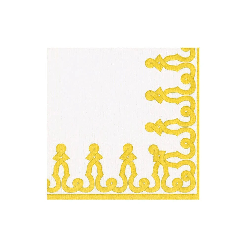Caspari Cloth Dinner Napkins - Fretwork - Blue - Set Of 4