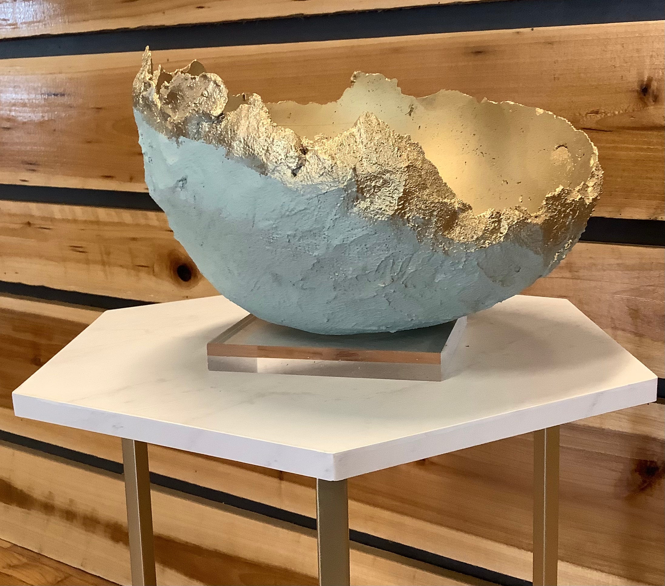 Bella Beton Concrete Bowl - Large Mint/Gold – Haley Reynolds Home