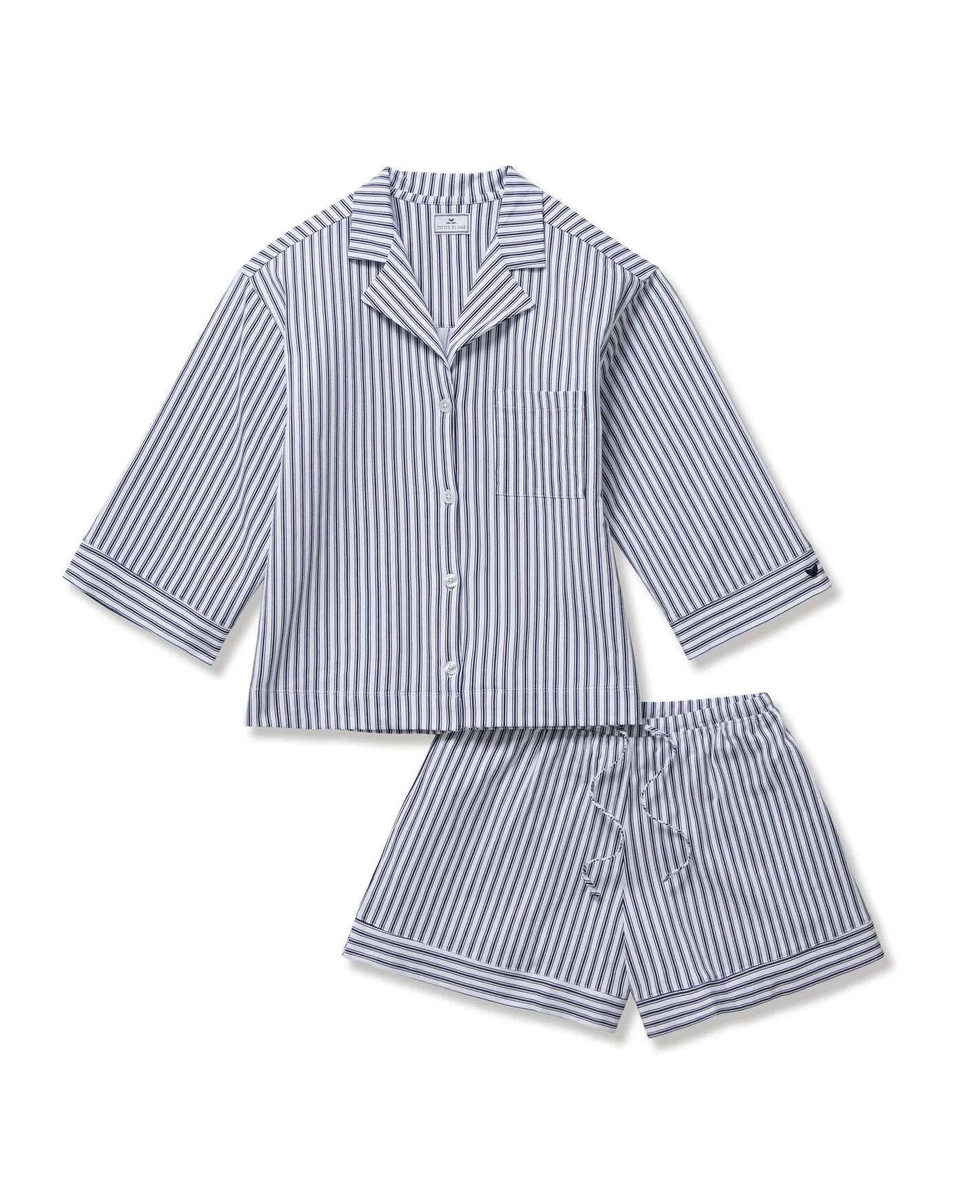 Petite Plume Olivia Short Set Pima Pajama Set - Navy French Ticking
