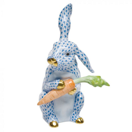 Herend Large Bunny with Carrot - Blue