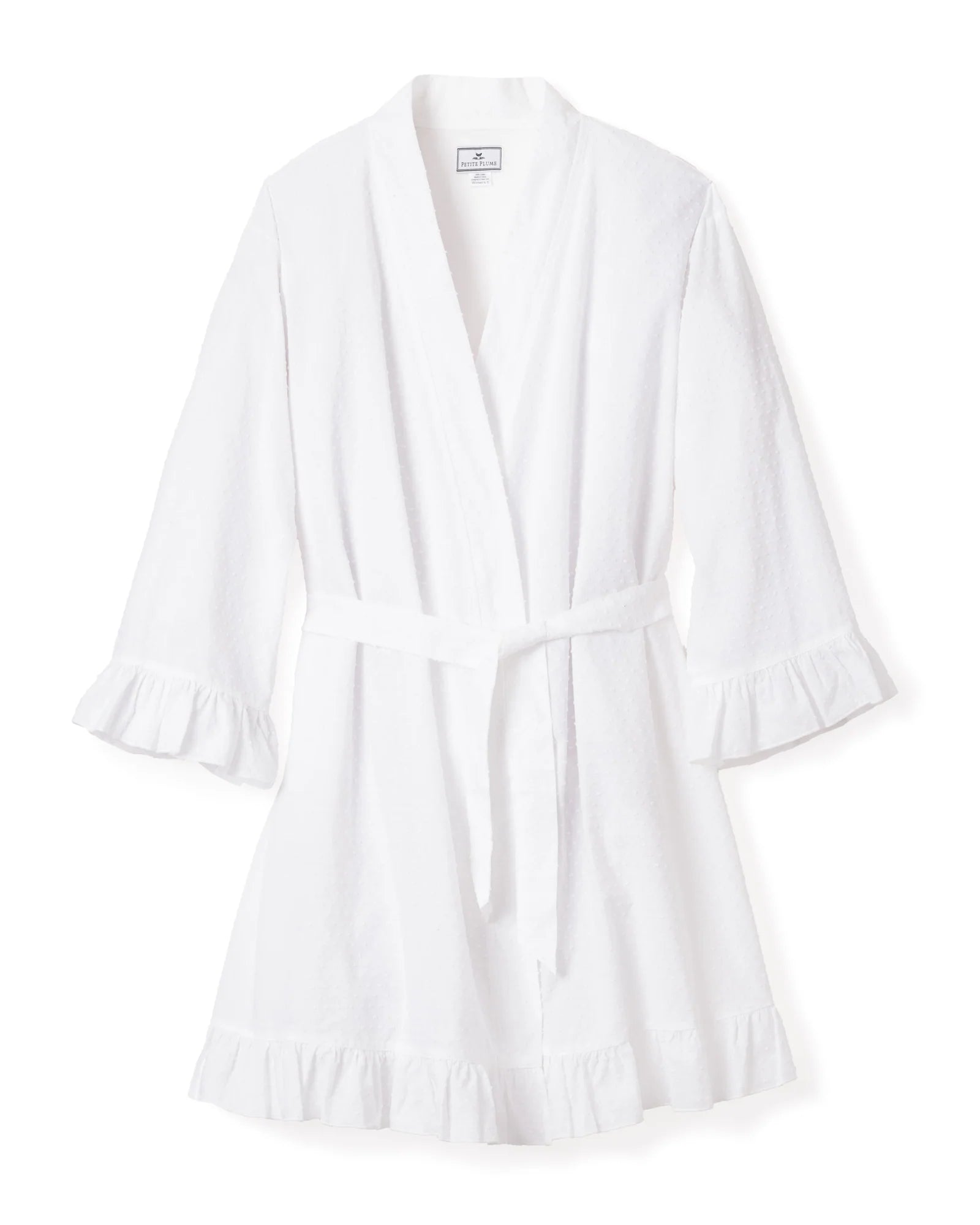 Petite Plume Women's Swiss Dots Robe in White