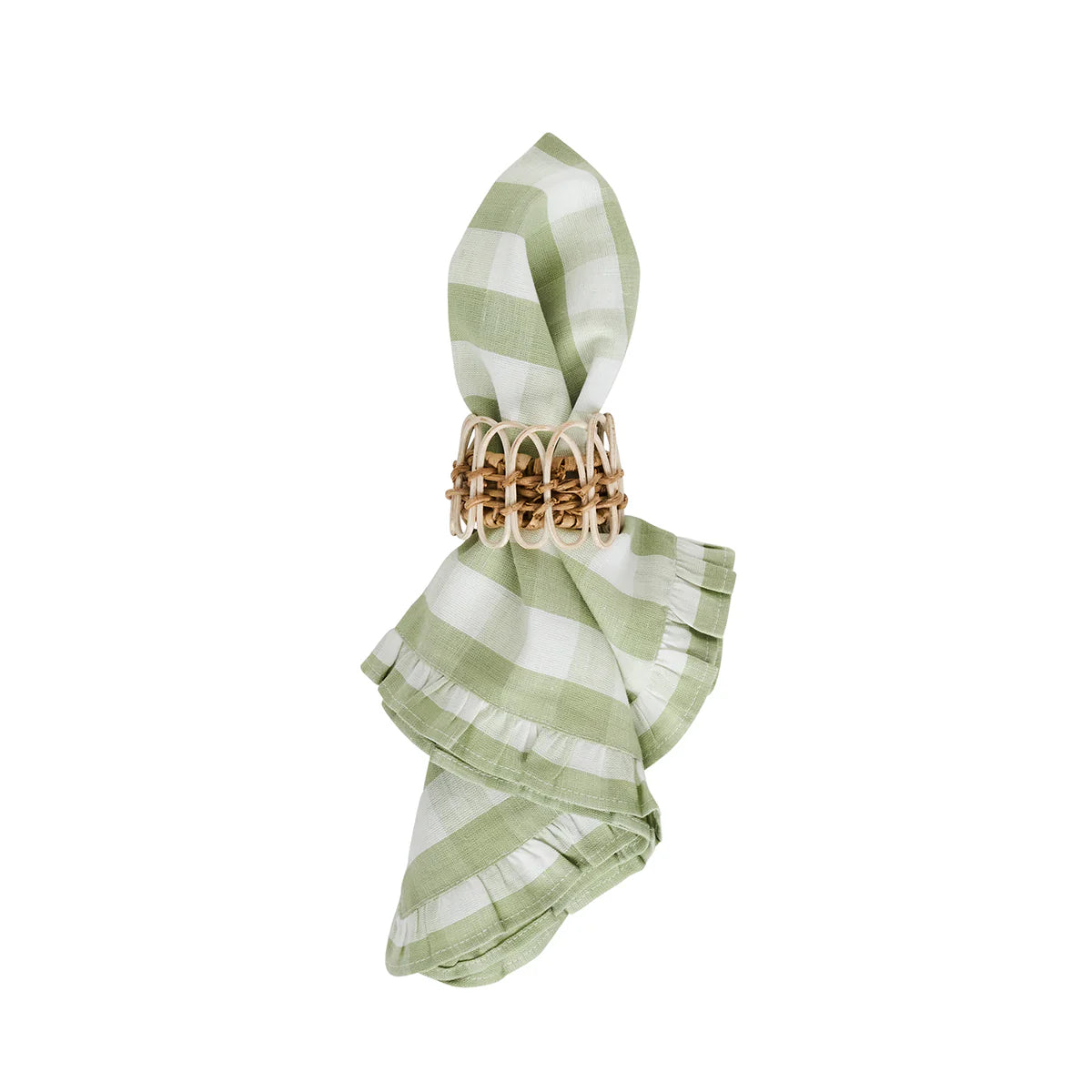Juliska Gingham Ruffle S/4 Napkin - Seagrass