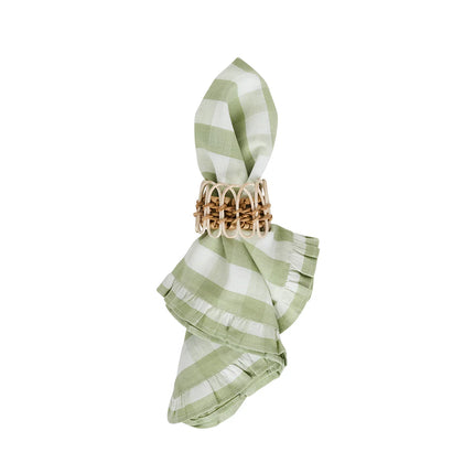 Juliska Gingham Ruffle S/4 Napkin - Seagrass