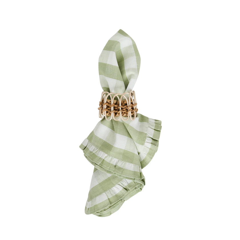 Juliska Gingham Ruffle S/4 Napkin - Seagrass