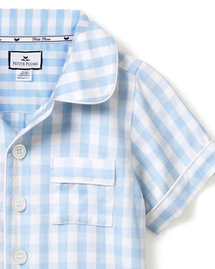 Petite Plume Toddler Short Set Twill Pajamas - Light Blue Gingham