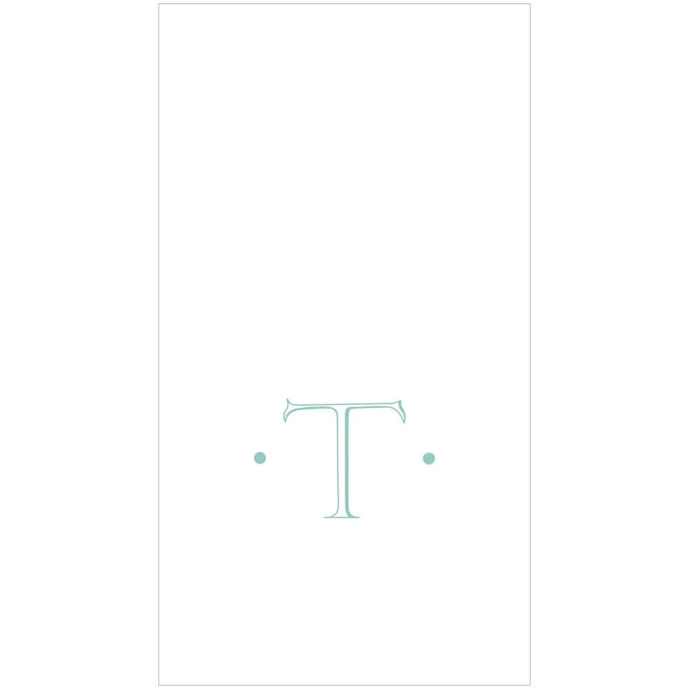 Caspari Antique Robin's Egg Single Initial Guest Towel Napkins - 24 Per Box