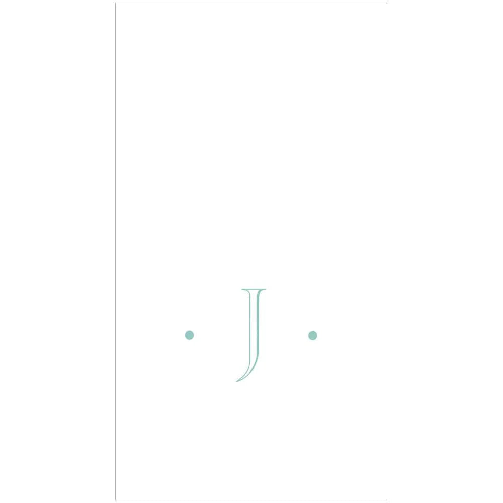 Caspari Antique Robin's Egg Single Initial Guest Towel Napkins - 24 Per Box