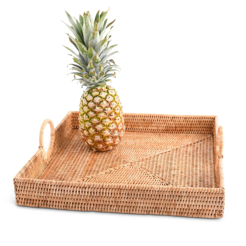 Vagabond House Hand Woven Wicker Rattan Large Square Tray