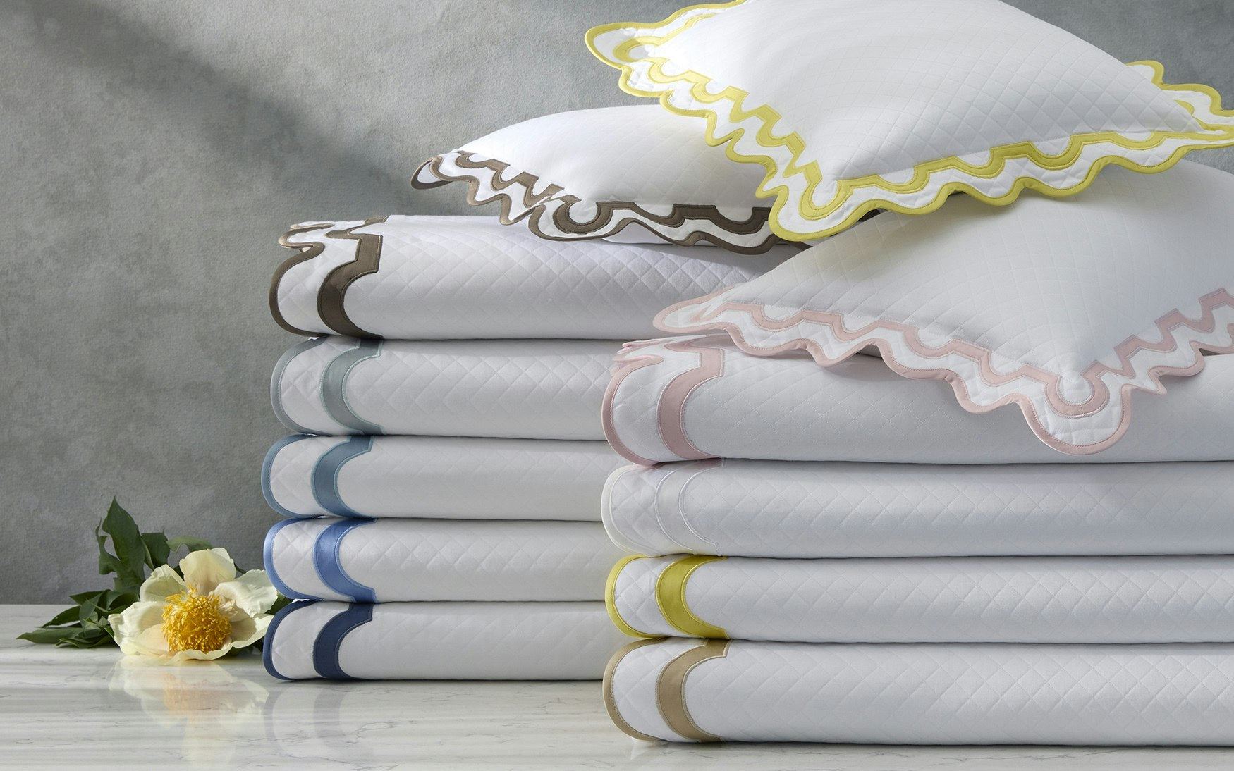 Matouk Mirasol Matelasse Sham - Hazy Blue