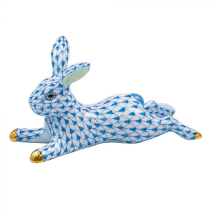 Herend Decorative Lounging Bunny - Blue