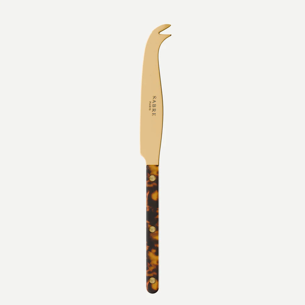 Sabre Bistrot Gold color Tortoise Cheese Knife Large, Faux Tortoise