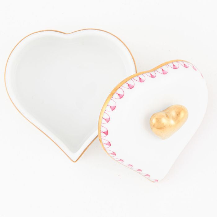 Herend Decorative Double Heart Box - Raspberry