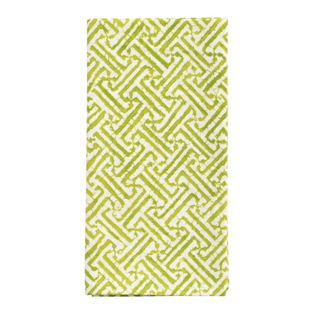 Caspari Fretwork Green Cloth Dinner Napkins