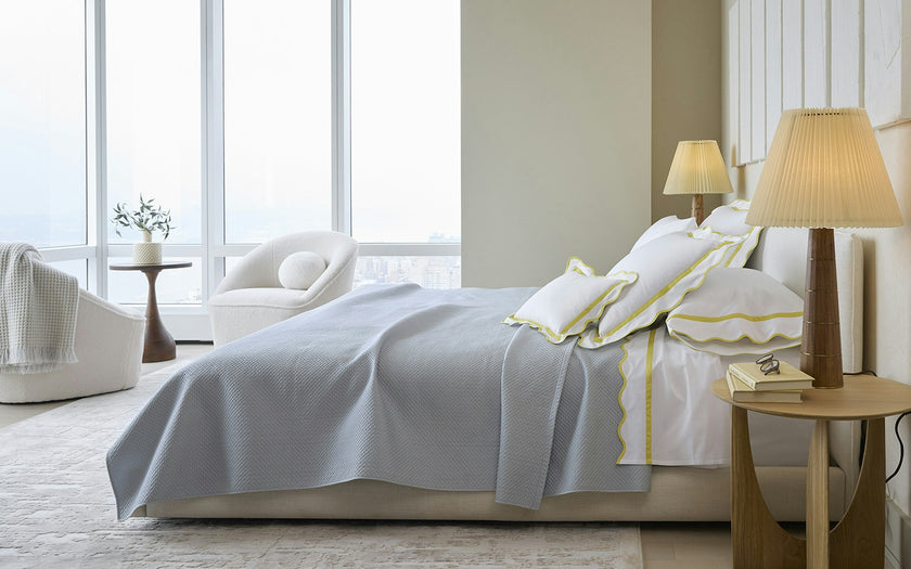 Matouk Alba Quilt - Hazy Blue