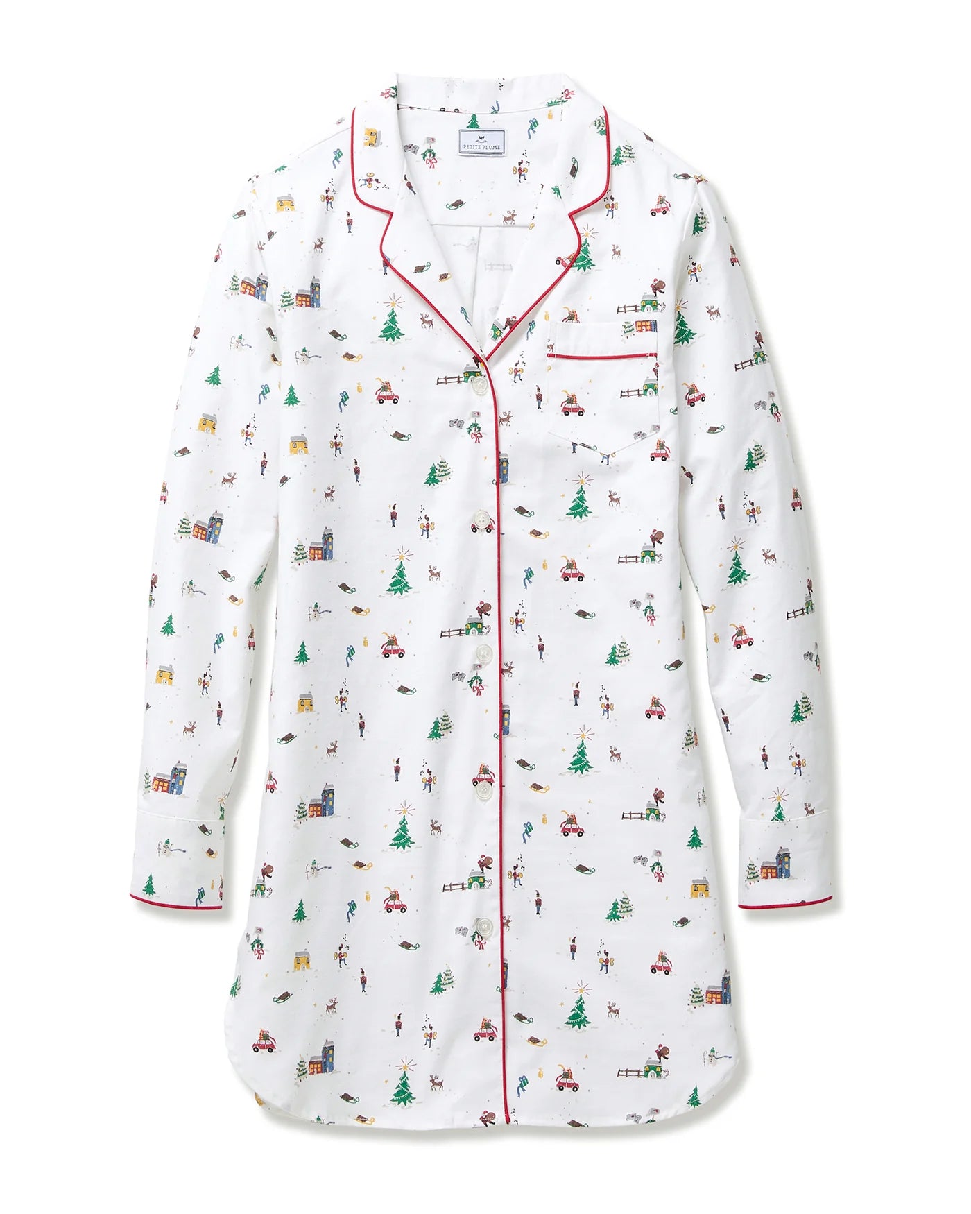Petite Plume Women's Pima Nightshirt in Holiday Town