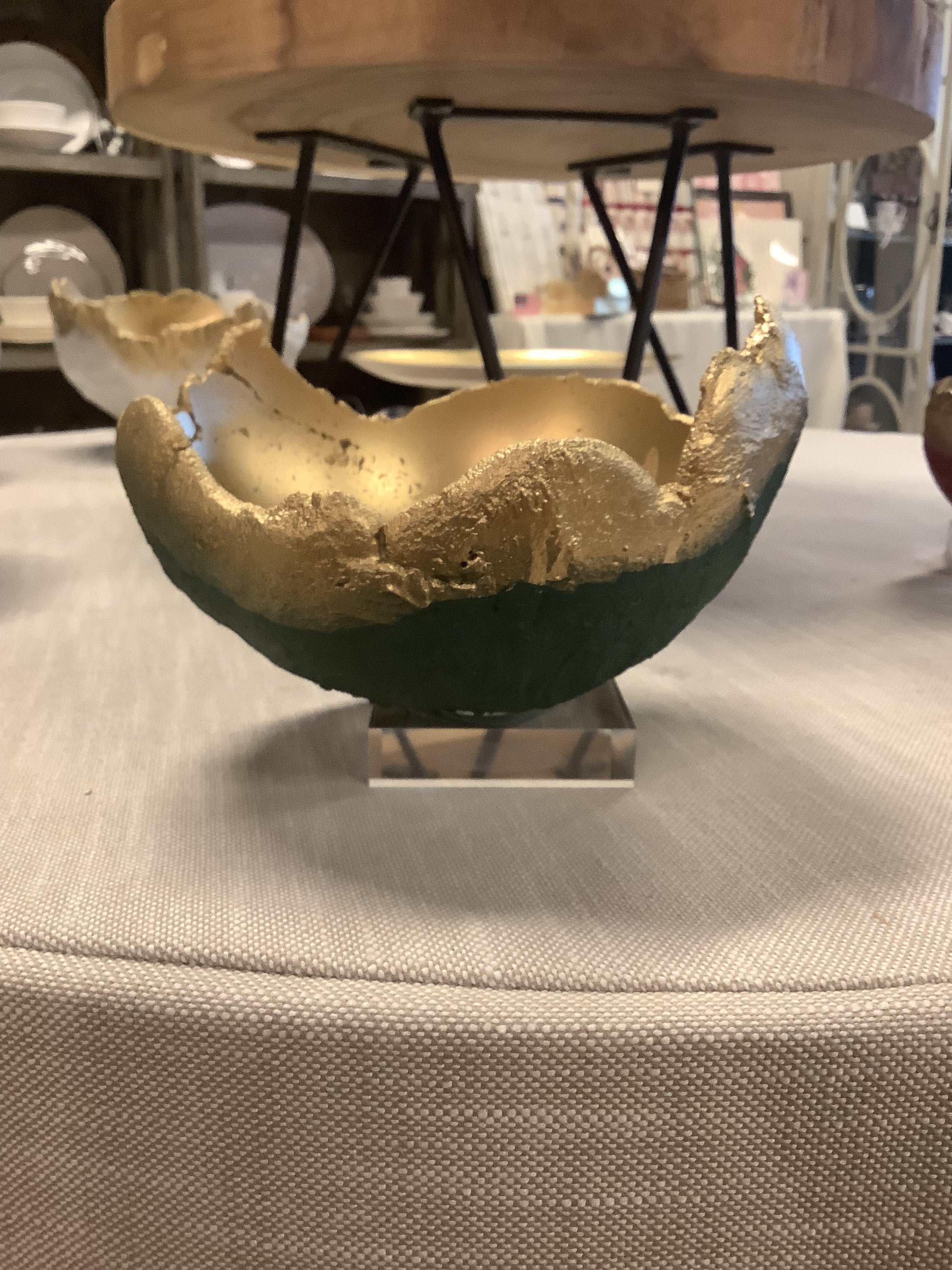 Riverwoods Arts Concrete Bowl - Small Green/Gold