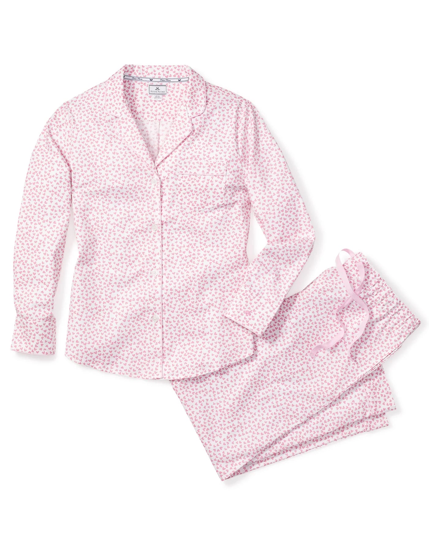 Petite Plume Women’s Long Twill Pajama Set - Sweethearts