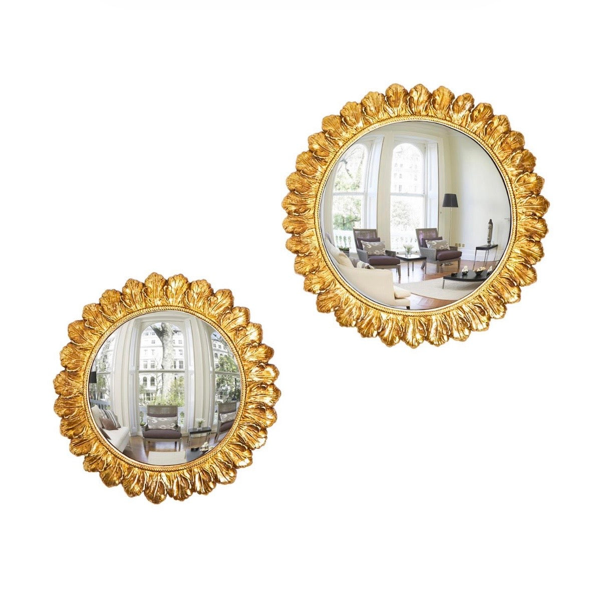 Two’s Company Gold Leaf Convex Wall Mirror S/7