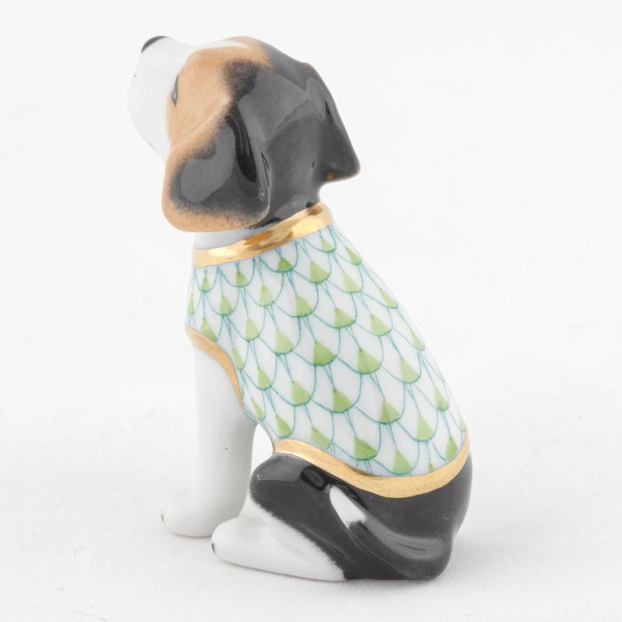 Herend Decorative Beagle Puppy with Sweater - Key Lime