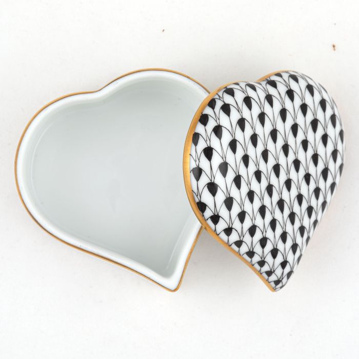 Herend Decorative Heart Box - Black