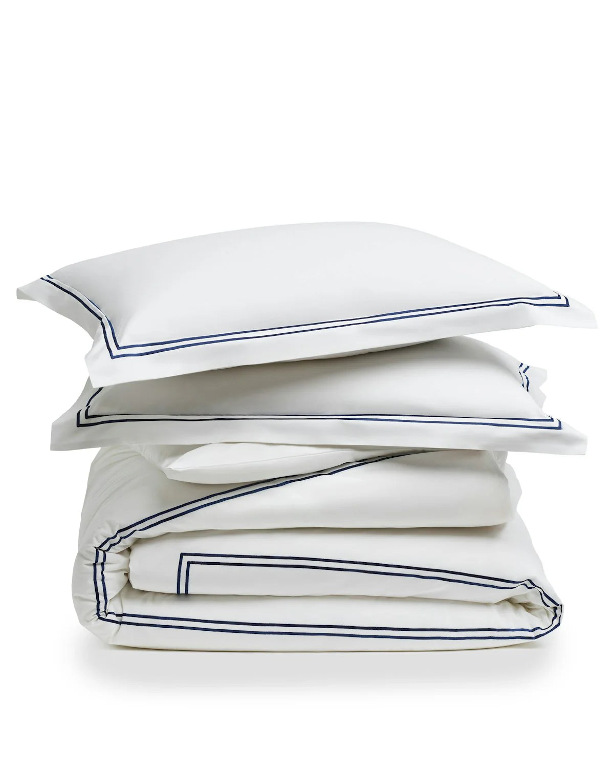 Petite Plume Luxe Premium Cotton Duvet - White w/Navy Piping