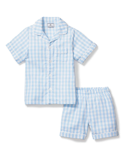 Petite Plume Toddler Short Set Twill Pajamas - Light Blue Gingham