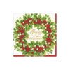 Caspari Holly and Berry Wreath Paper Cocktail Napkins