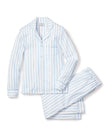 Petite Plume Women’s Long Pima Pajama Set - Periwinkle Stripe