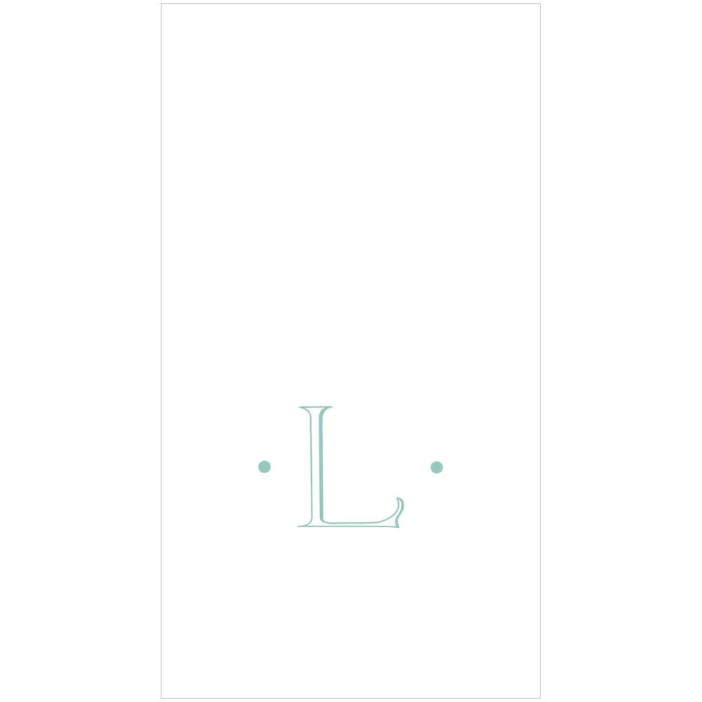 Caspari Antique Robin's Egg Single Initial Guest Towel Napkins - 24 Per Box