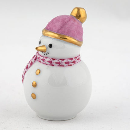 Herend Decorative Mini Snowman - Raspberry