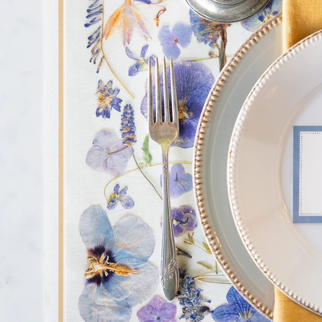 Hester & Cook Periwinkle Pressed Petals Paper Placemat