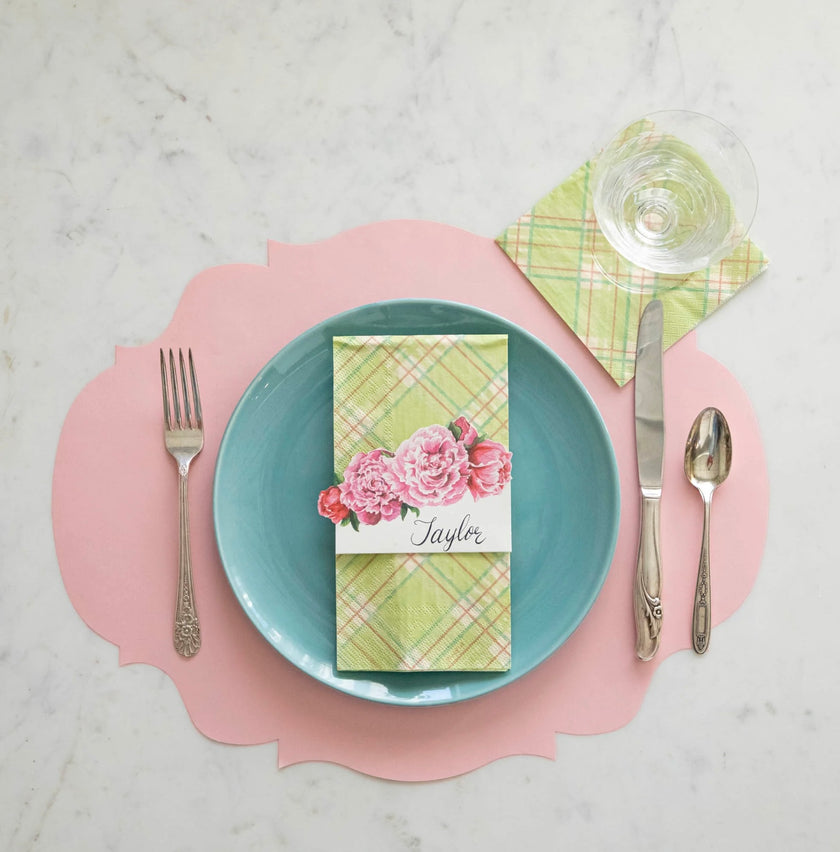 Hester & Cook Bright Green Plaid Paper Cocktail Napkins