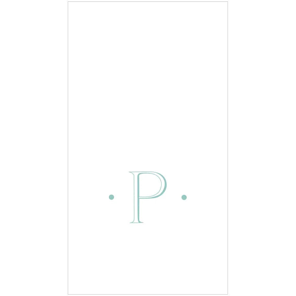 Caspari Antique Robin's Egg Single Initial Guest Towel Napkins - 24 Per Box