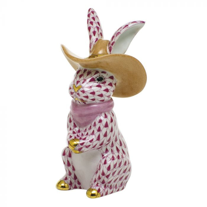 Herend Decorative Cowboy Bunny - Raspberry