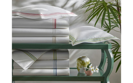 Matouk Amara Triple Pearl Flat Sheet - Hazy Pool
