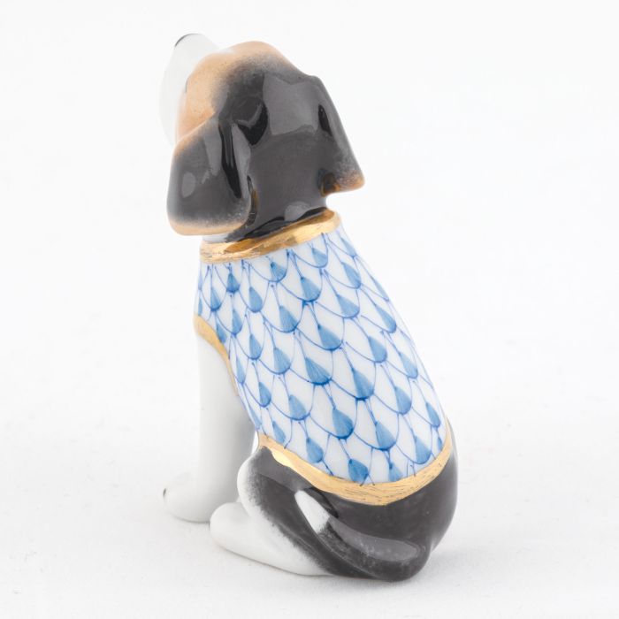 Herend Decorative Beagle Puppy with Sweater - Blue