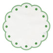 Vietri Tessuti White Round Placemats - Sage Green Dots- Set of 4