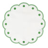 Vietri Tessuti White Round Placemats - Sage Green Dots- Set of 4