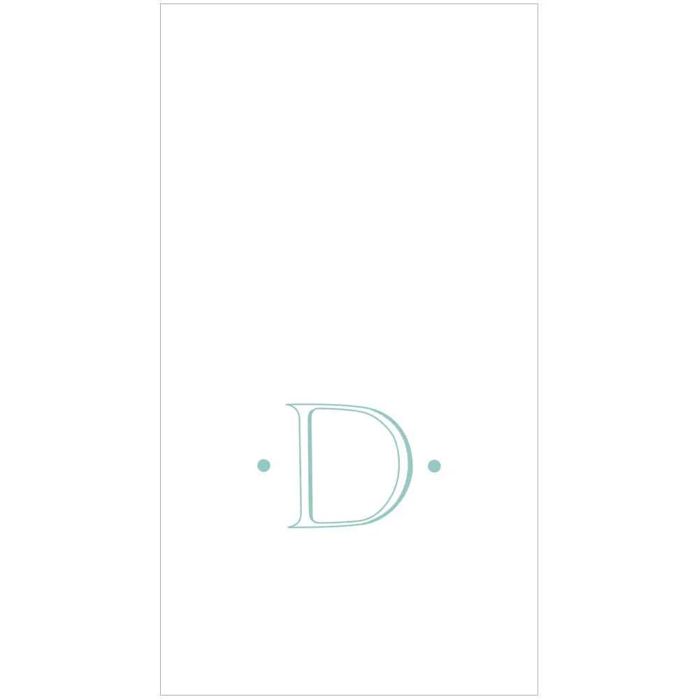 Caspari Antique Robin's Egg Single Initial Guest Towel Napkins - 24 Per Box
