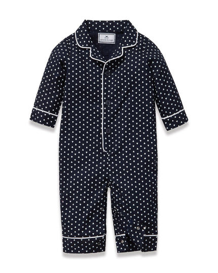 Petite Plume Baby Twill Classic Romper - Midnight Hearts
