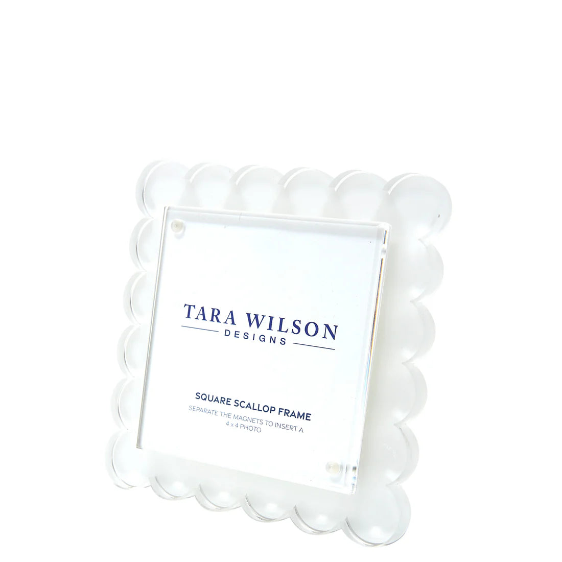 Tara Wilson Designs Acrylic Beveled Square Scallop Frame - White