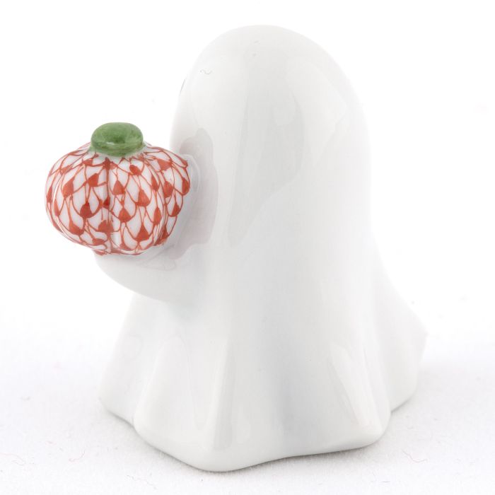 Herend Decorative Ghost with Pumpkin - Rust