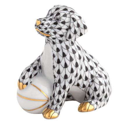 Herend Decorative Dog with Ball - Black