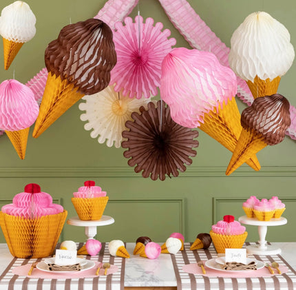 Hester & Cook Honeycomb Paper - Medium Chocolate Ice Cream Cone