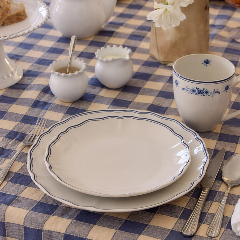 Costa Nova Vila Dinner Plate - White/Blue Edge