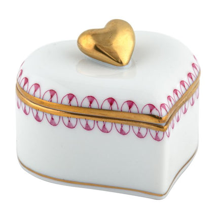 Herend Decorative Double Heart Box - Raspberry