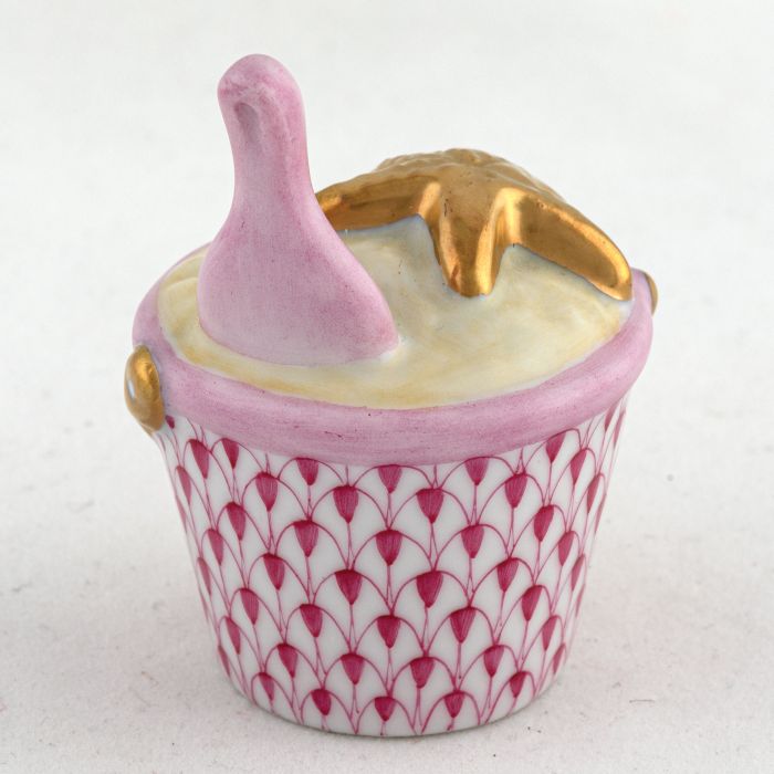 Herend Decorative Beach Bucket - Raspberry