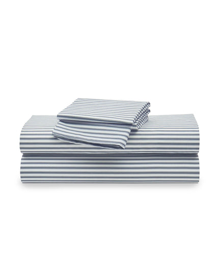 Petite Plume Luxe Premium Cotton Bed Sheets - Navy French Ticking