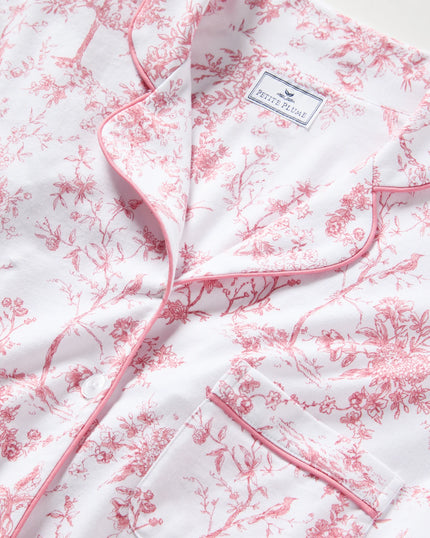 Petite Plume Women’s Pima Short Pajama Set - Pink Timeless Toile