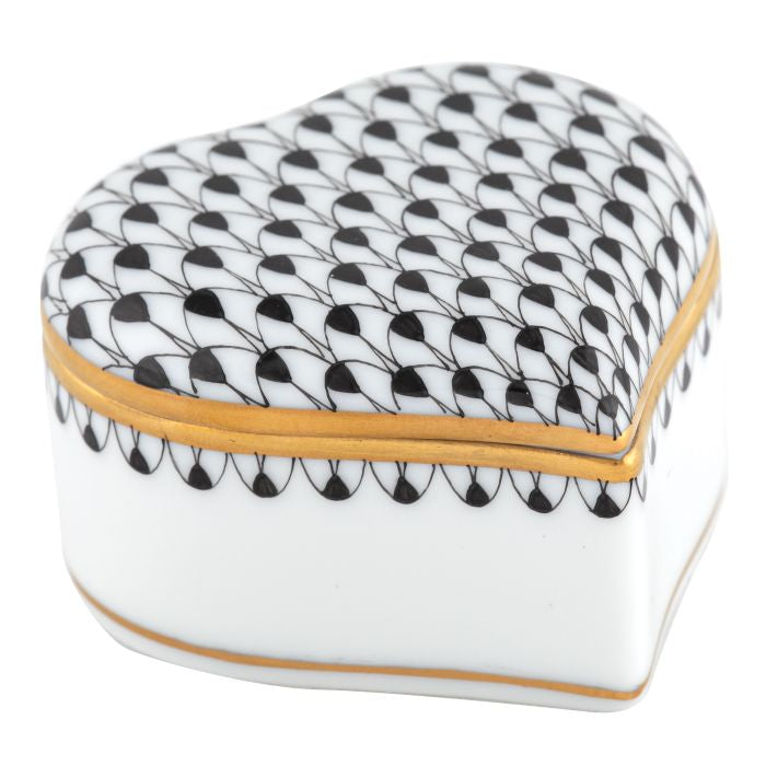 Herend Decorative Heart Box - Black